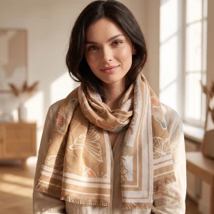 Butterfly Print Lightweight Fringe Scarf