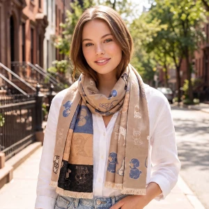 Patchwork Dog Print Lightweight Scarf