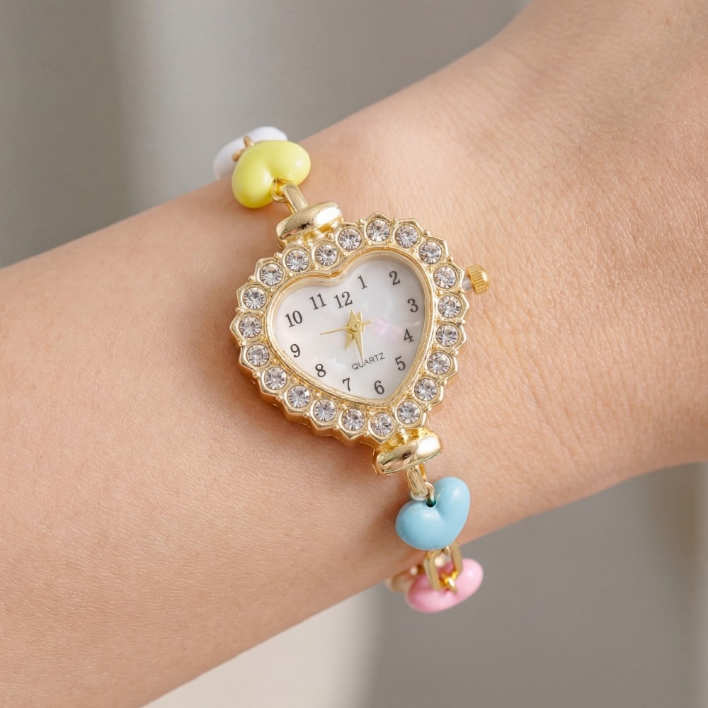 Cz Heart Toggle Chain Bracelet Watch