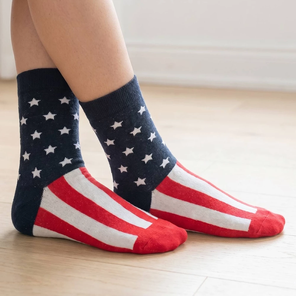 Patriotic Flag Stars And Stripes Crew Socks