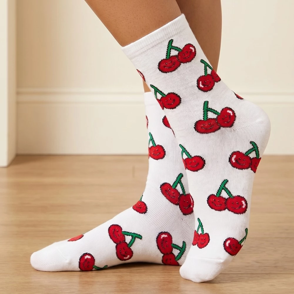Smiley Face Cherry Socks