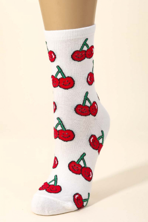 Smiley Face Cherry Socks