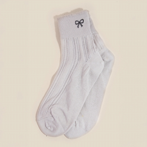Mini Embroidered Ribbon Bow Socks