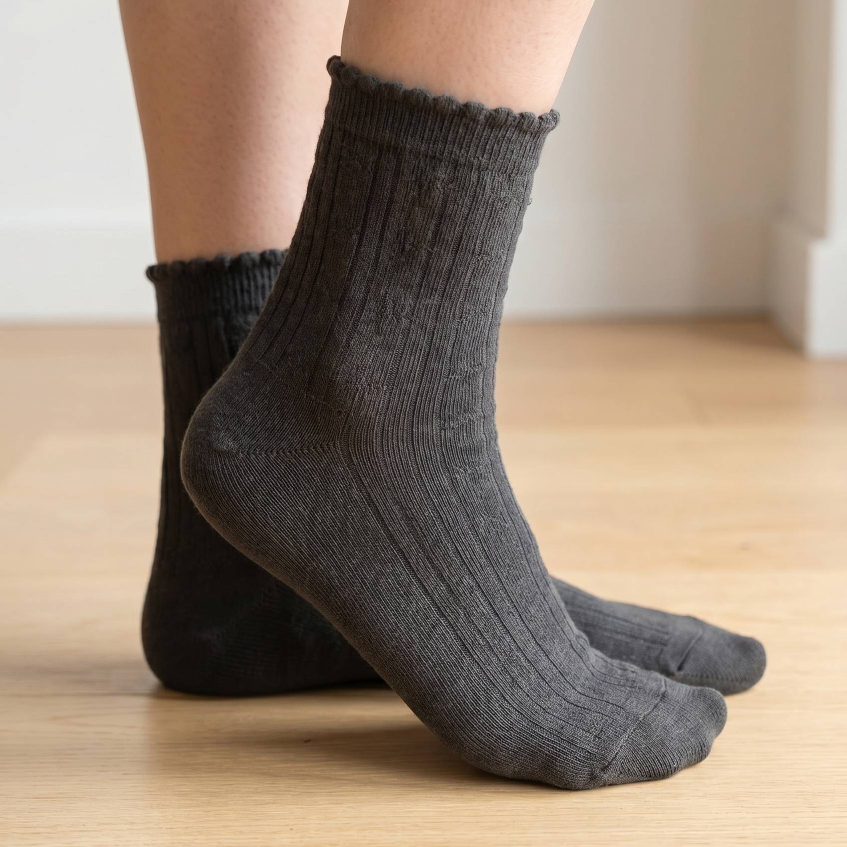 Subtle Bow Accents Black Socks