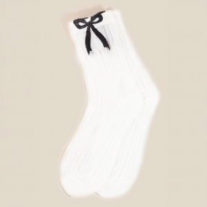 Embroidered Ribbon Bow Socks