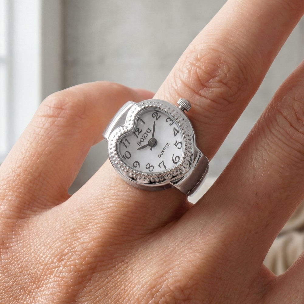 Stainless Steel Heart Ring Watch