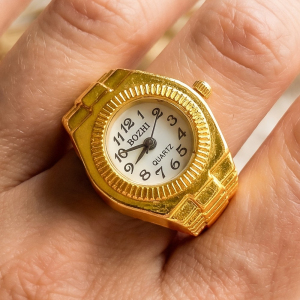 Stainless Steel Heart Shaped Ring Watch