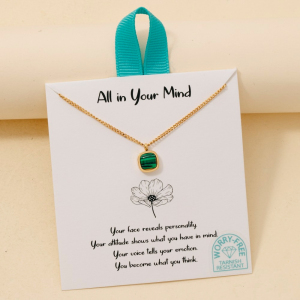 Stainless Steel Malachite Stone Pendant Necklace