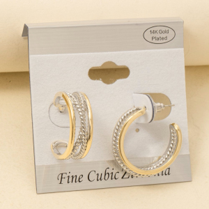 Gold Plated Two Tone Layered Hoop Earrings