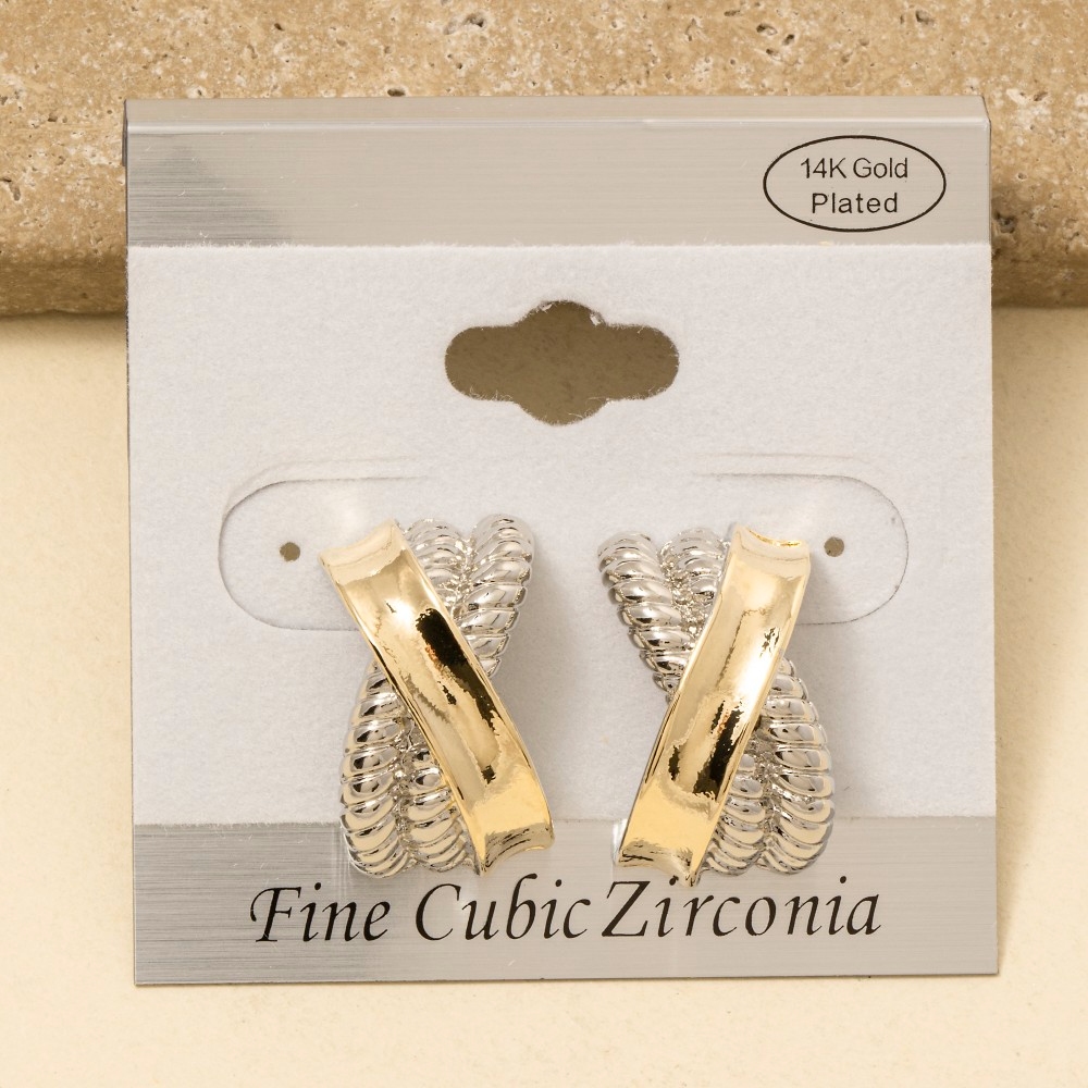 Gold Dipped Two Tone X Twist Earrings
