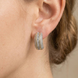 Gold Dipped Two Tone Pave Drop Earrings