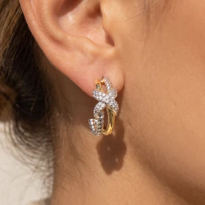 Twisted Rope Cz Wrapped Hoop Earrings
