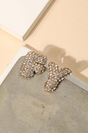 Pave F Y Stud Earrings