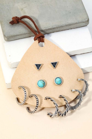 Antique Assorted Hoop Stud Earrings Set