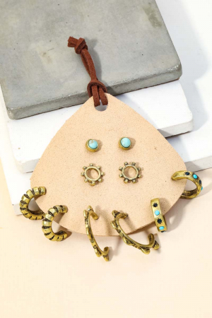 Antique Multi Hoop Stud Earrings Set