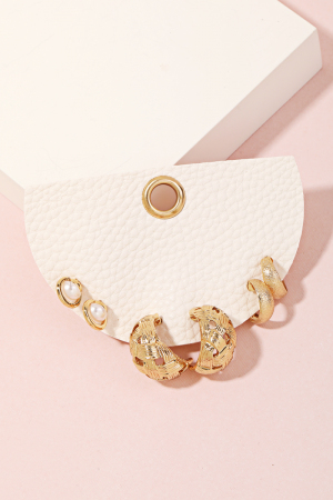 Mixed Texture Hoop Earrings Set