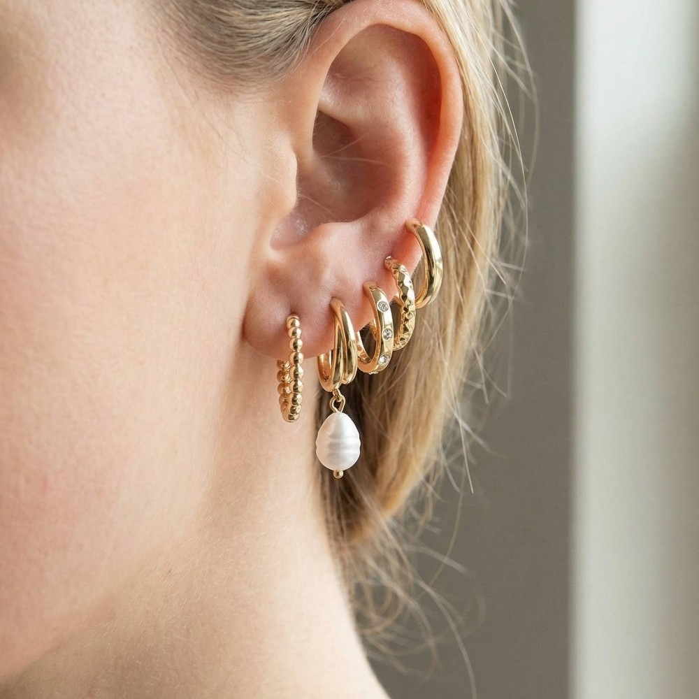 Mixed Metallic Hoop Earrings Set