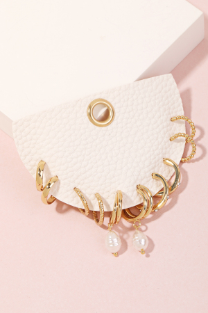 Mixed Metallic Hoop Earrings Set