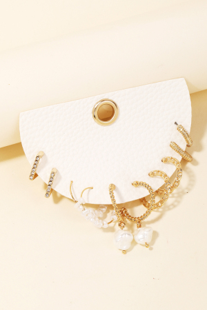 Mixed Style Pearl Beads Earrings Set