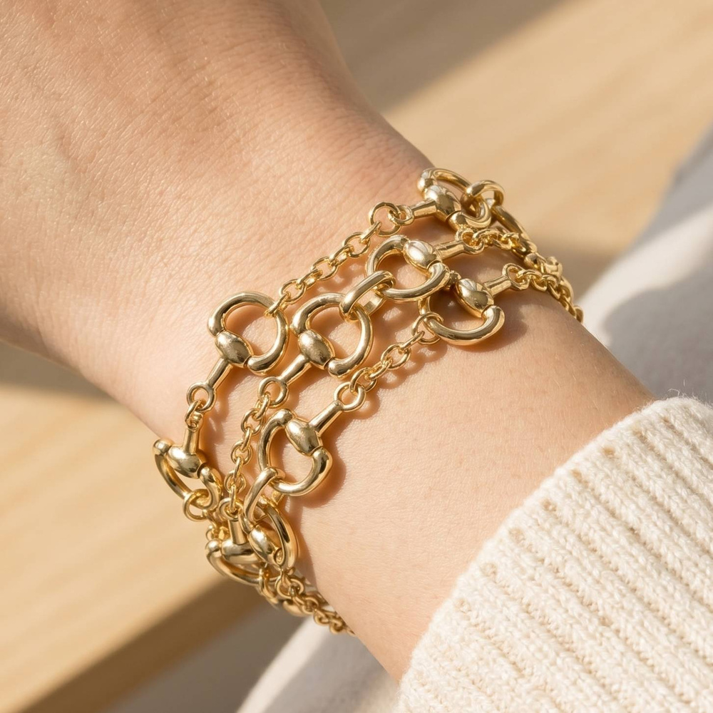 Multi Chain Equestrian Horse Bit Chain Toggle Bracelet