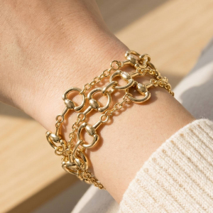 Multi Chain Equestrian Horse Bit Chain Toggle Bracelet