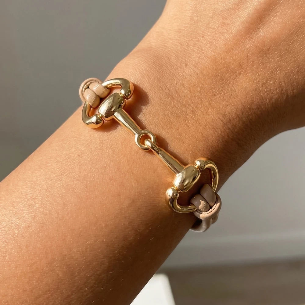 Equestrian Horsebit Vegan Leather Cord Bracelet
