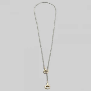 Box Chain Horsebit Drop Lariat Necklace