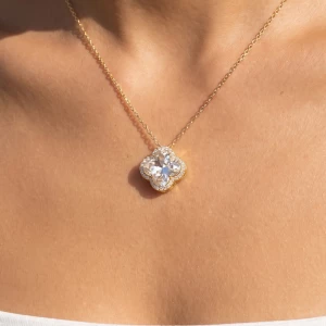 Faceted Crystal Clover Pendant Necklace