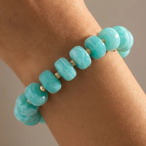 Marbled Barrel Bead Stretch Bracelet