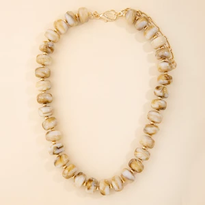 Marbled Chunky Rondelle Bead Statement Necklace