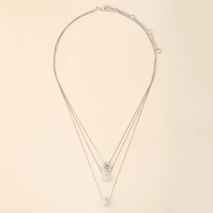 Triple Layer Snake Chain Necklace With Cz Charms