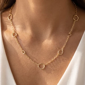 Dainty Chain Necklace With Open Circle Stations