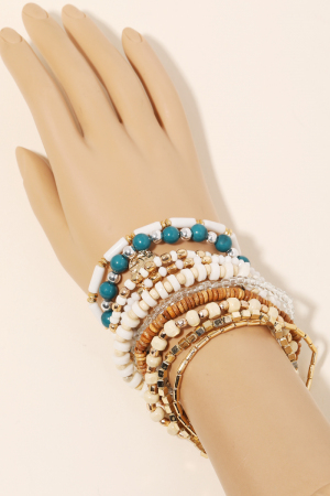 Assorted Multi Bead Coin Bracelet Set