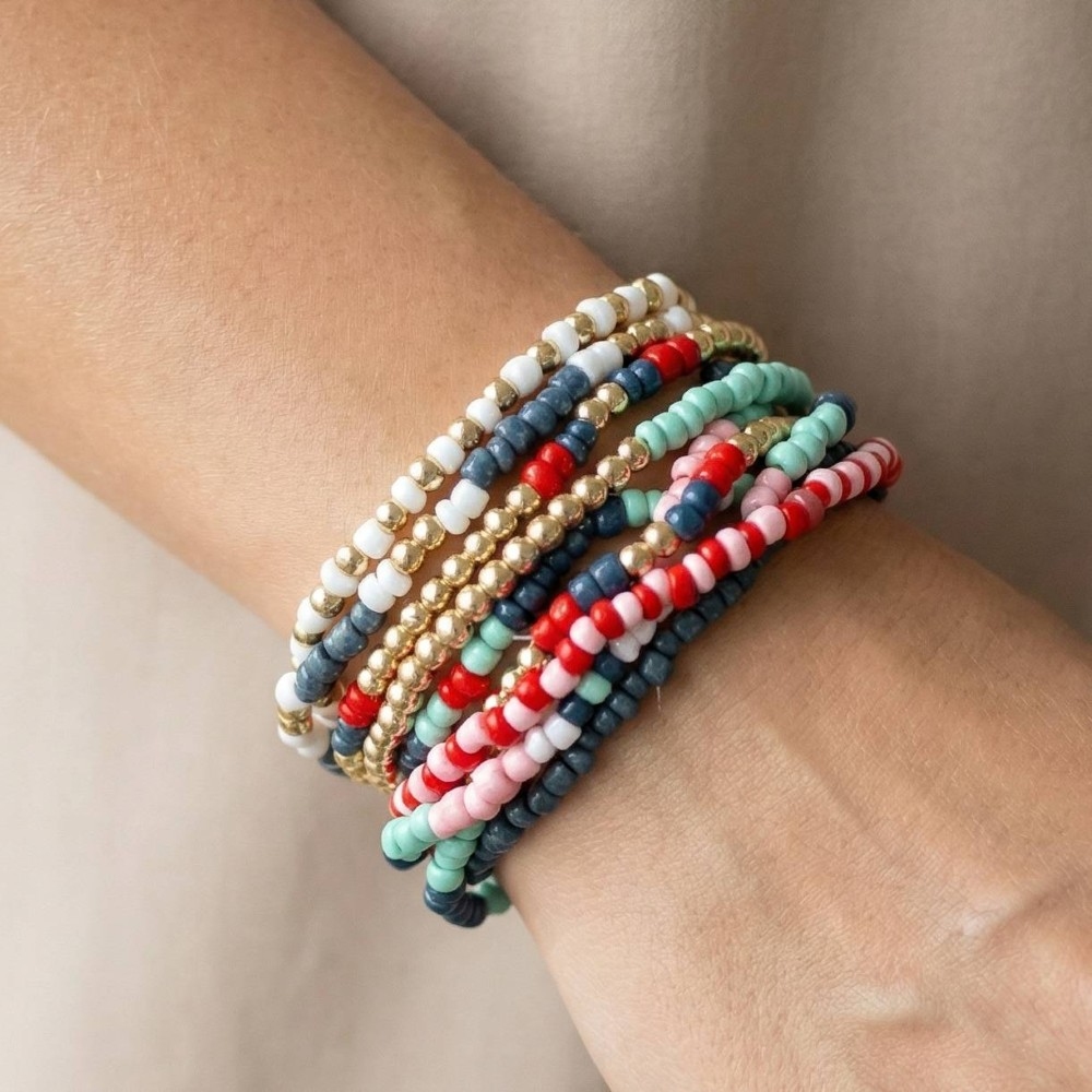 Mixed Colored Seed Beaded Bracelet Set