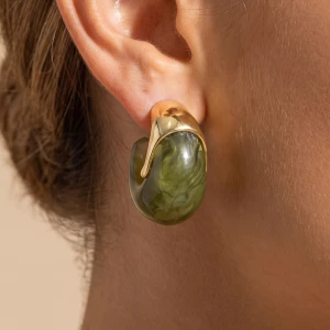 Chunky Marbled Teardrop Hoop Earrings