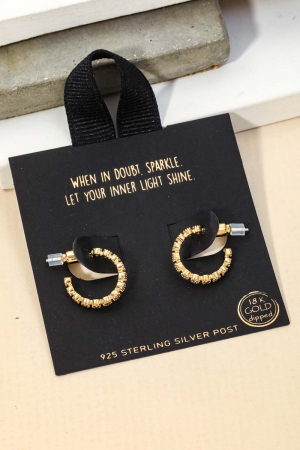 Gold Dipped Mini Rhinestone Hoop Earrings