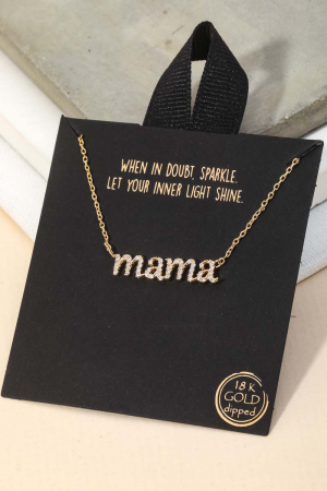 Pave Mama Pendant Necklace